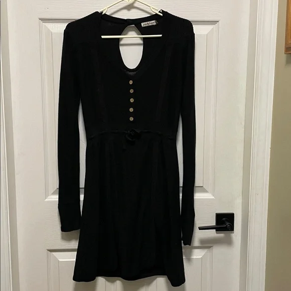 Lost & Found | Wool Blend | Black | Knit | V Neck |Mini | Pullover Dress |Size S - Picture 2 of 16